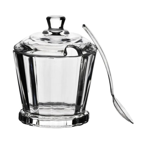 Cukiernica z łyżeczką pojemnik na cukier szklany elise