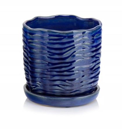 Donica z podstawką niebieska doniczka ceramiczna na ogród