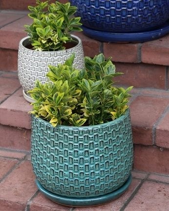 Donica ogrodowa z podstawką duża doniczka ceramiczna beż