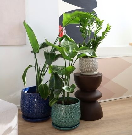 Donica ogrodowa z podstawką duża doniczka ceramiczna beż