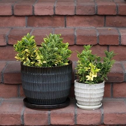 Donica duża z podstawką doniczka ogrodowa ceramiczna beż