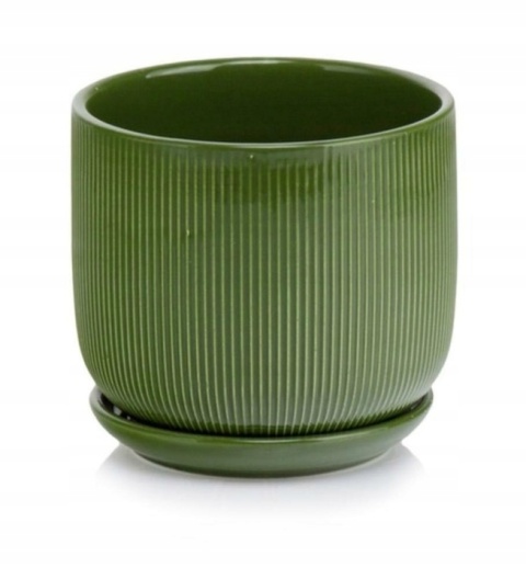 Donica z podstawką doniczka ceramiczna ogrodowa zielona