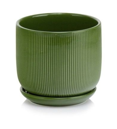 Donica z podstawką doniczka ceramiczna ogrodowa zielona