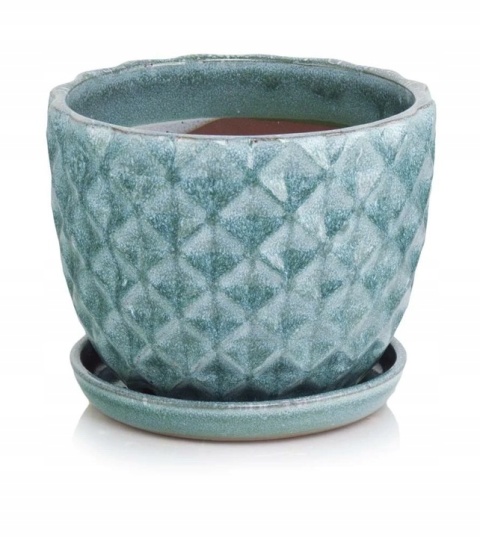 Donica z podstawką doniczka ceramiczna na balkon miętowa