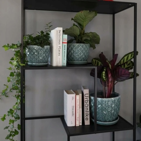 Donica z podstawką doniczka ceramiczna na balkon miętowa