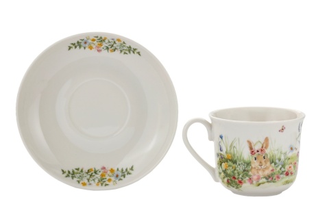 Filiżanka śniadaniowa porcelana do herbaty spring bunnies