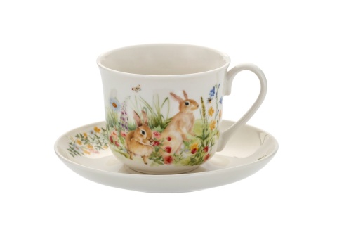 Filiżanka śniadaniowa porcelana do herbaty spring bunnies