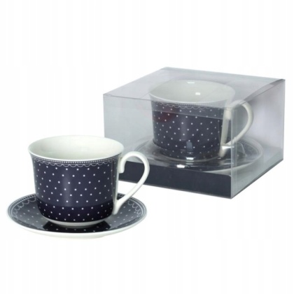 Filiżanka jumbo Livello do herbaty porcelana kropki granat