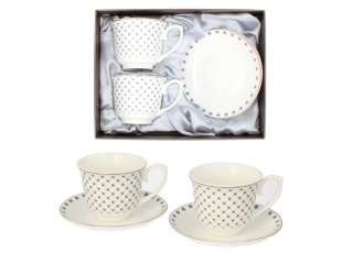 Filiżanki do herbaty Livello na prezent ornament czarny