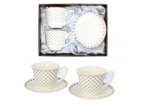 Filiżanki do herbaty Livello na prezent ornament czarny