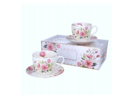 Filiżanki porcelana do kawy Livello 2szt kwiaty na prezent