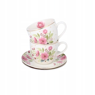 Filiżanki porcelana do kawy Livello 2szt kwiaty na prezent