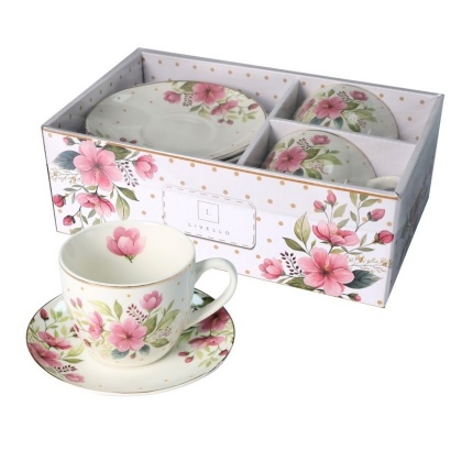 Filiżanki porcelana do kawy Livello 2szt kwiaty na prezent