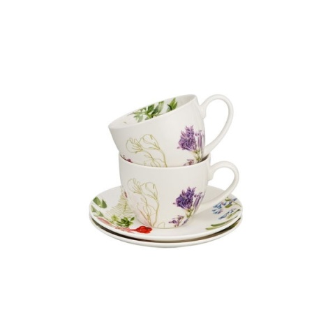 Filiżanki spodki porcelana prezent zestaw 2szt barwy natury