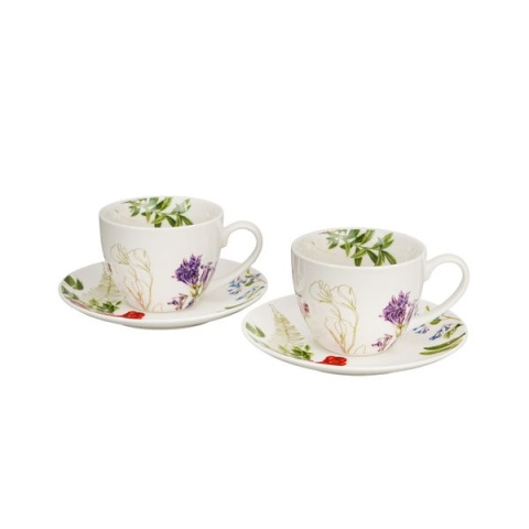 Filiżanki spodki porcelana prezent zestaw 2szt barwy natury