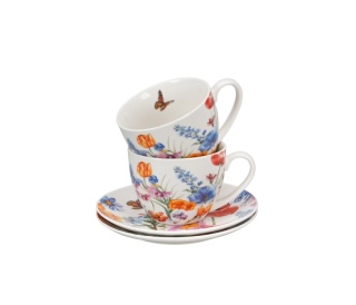 Filiżanki spodki porcelana prezent zestaw 2 szt spring