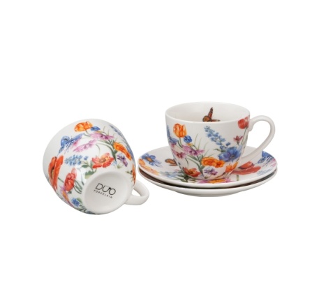 Filiżanki spodki porcelana prezent zestaw 2 szt spring