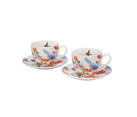 Filiżanki spodki porcelana prezent zestaw 2 szt spring