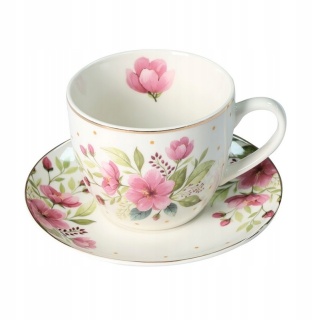 Filiżanki zestaw kawowy Livello porcelana 6 szt kwiaty