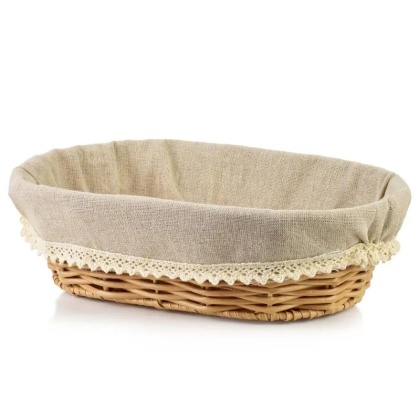 Koszyk owalny polirattan brąz z serwetką na pieczywo Sino