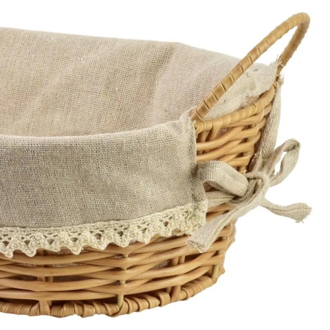Koszyk polirattan brąz owalny z serwetką na pieczywo Will