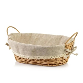 Koszyk polirattan brąz owalny z serwetką na pieczywo Will
