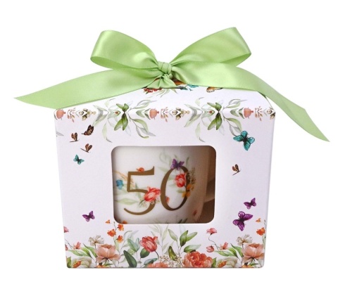 Kubek urodzinowy na 50 urodziny do kawy prezent porcelana
