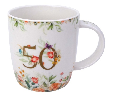 Kubek urodzinowy na 50 urodziny do kawy prezent porcelana