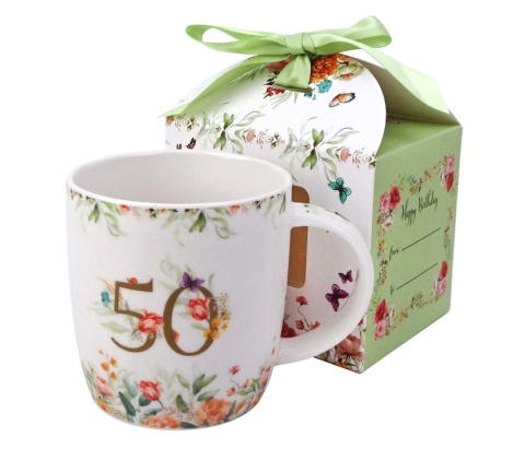Kubek urodzinowy na 50 urodziny do kawy prezent porcelana