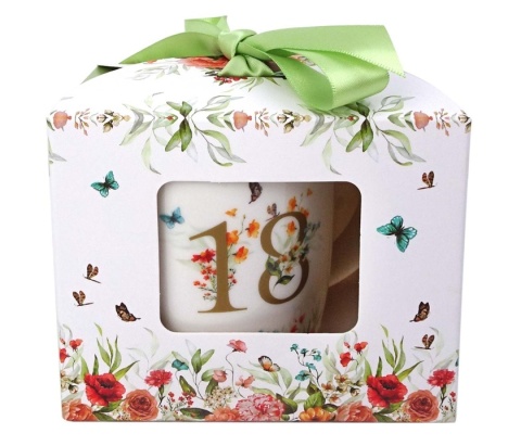Kubek urodzinowy porcelana do herbaty na osiemnastkę 18