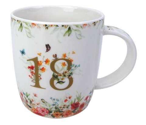 Kubek urodzinowy porcelana do herbaty na osiemnastkę 18