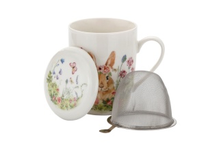 Kubek z zaparzaczem porcelana wiosna na wielkanoc prezent