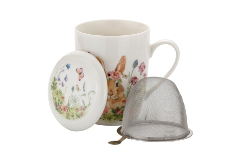 Kubek z zaparzaczem porcelana wiosna na wielkanoc prezent