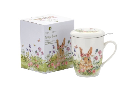 Kubek z zaparzaczem porcelana wiosna na wielkanoc prezent