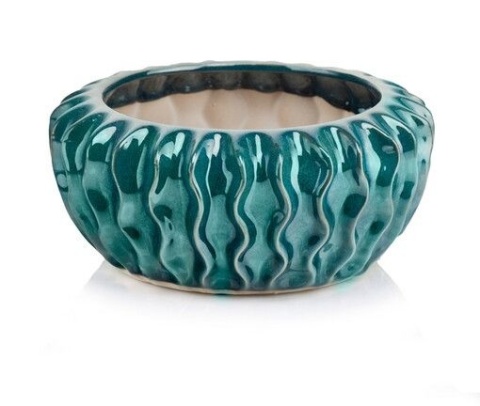 Osłonka ceramiczna misa mrozoodporna zielona ozdobna