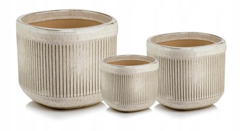 Osłonka beżowa ceramiczna doniczka przecierana na kwiaty