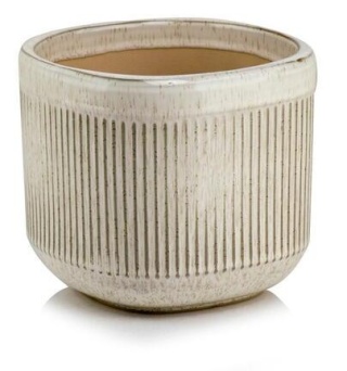 Osłonka ceramiczna beżowa doniczka przecierana stylowa brąz