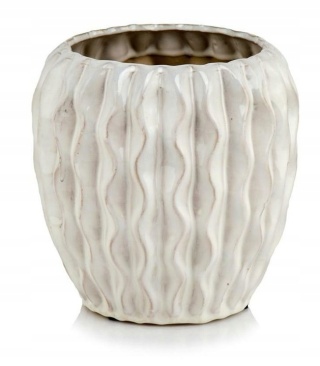 Osłonka doniczka ceramiczna mrozoodporna biała vintage