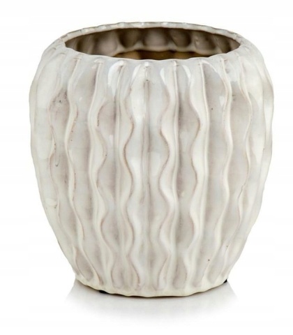 Osłonka doniczka ceramiczna mrozoodporna biała vintage
