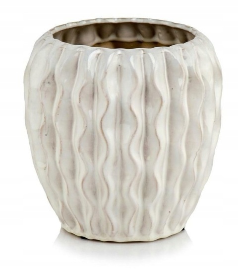 Osłonka doniczka ceramiczna mrozoodporna biała vintage