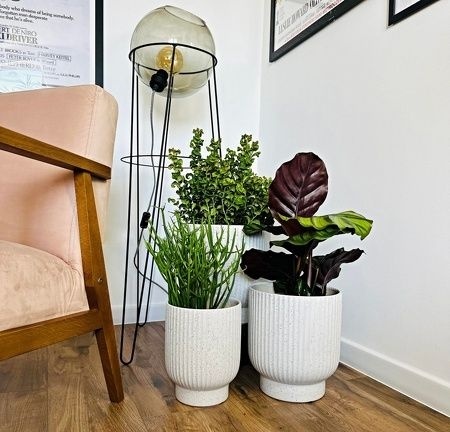 Osłonka donica doniczka ceramiczna biała nakrapiana ozdoba