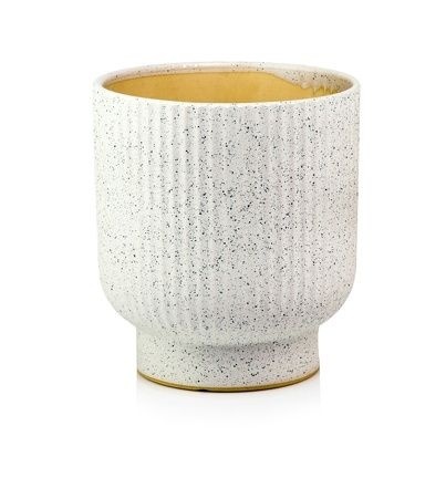 Osłonka donica doniczka ceramiczna biała nakrapiana ozdoba