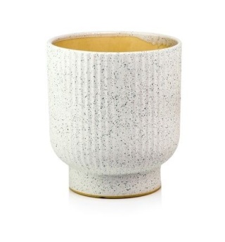 Osłonka doniczka donica ceramika biała nakrapiana na kwiaty