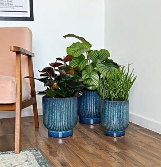 Osłonka donica doniczka ceramiczna niebieska na kwiaty