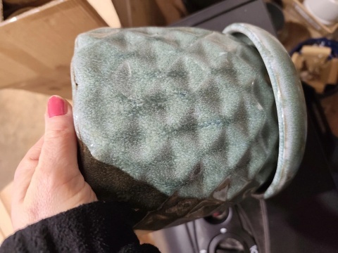 Doniczka z podstawką donica ceramiczna ogrodowa miętowa