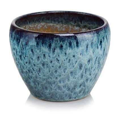 Osłonka niebieska doniczka ceramiczna na kwiaty ozdobna