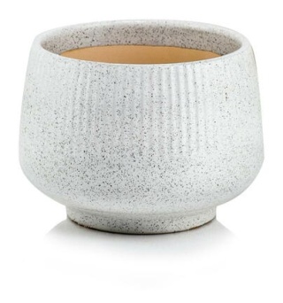 Osłonka na kwiaty doniczka ceramiczna biała nakrapiana