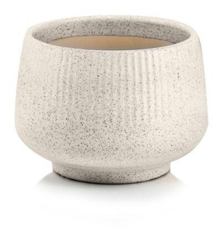 Osłonka doniczka beżowa ceramiczna nakrapiana marmur