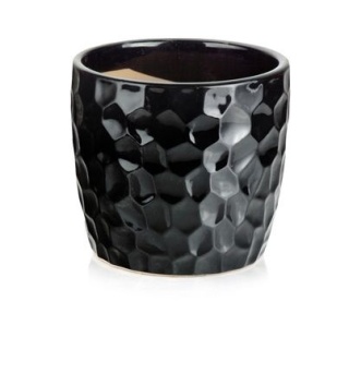 Osłonka czarna doniczka ceramiczna na kwiaty ozdobna donica