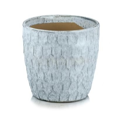 Osłonka ceramiczna doniczka na kwiaty szara ozdobna vintage